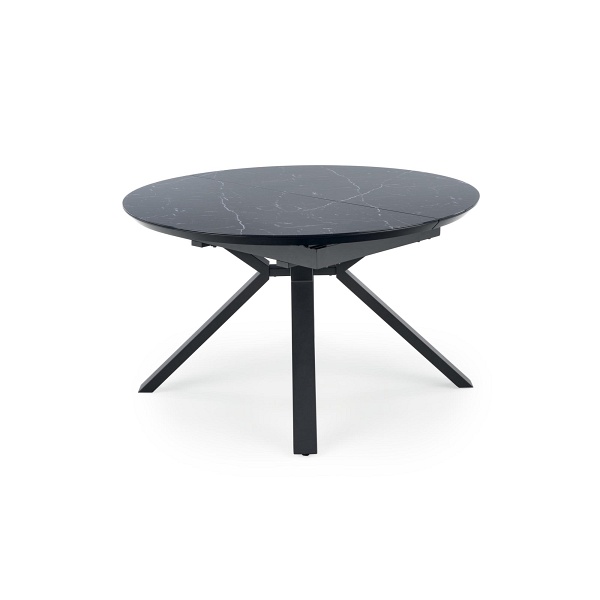 Stół VERTIGO rozkładany, blat - czarny marmur, nogi - czarny - Halmar