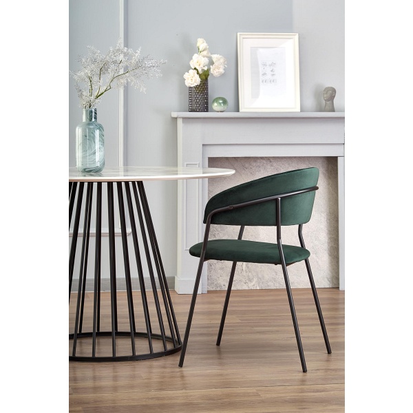 Stół BRODWAY blat - biały marmur, noga - czarny - Halmar