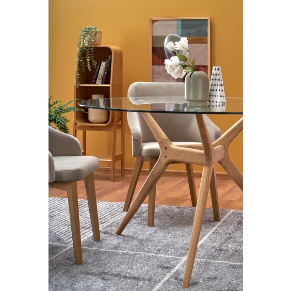 Stół ASHMORE blat - transparentny, noga - naturalny - Halmar