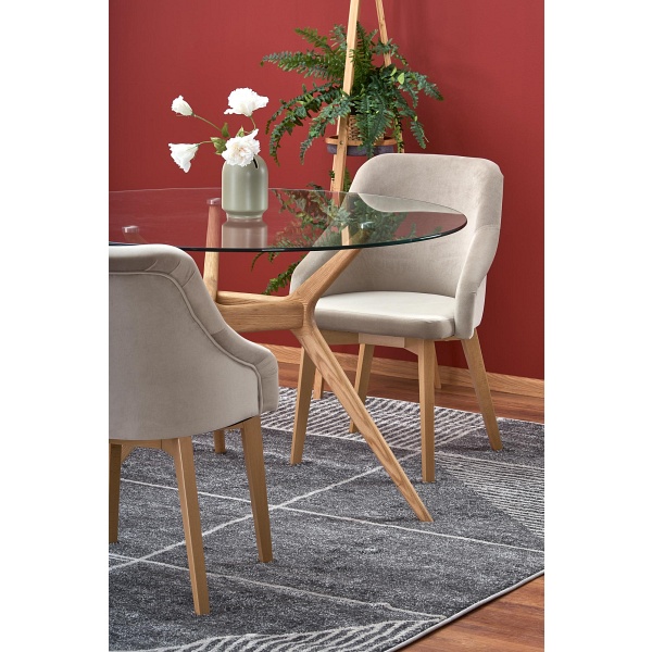 Stół ASHMORE blat - transparentny, noga - naturalny - Halmar