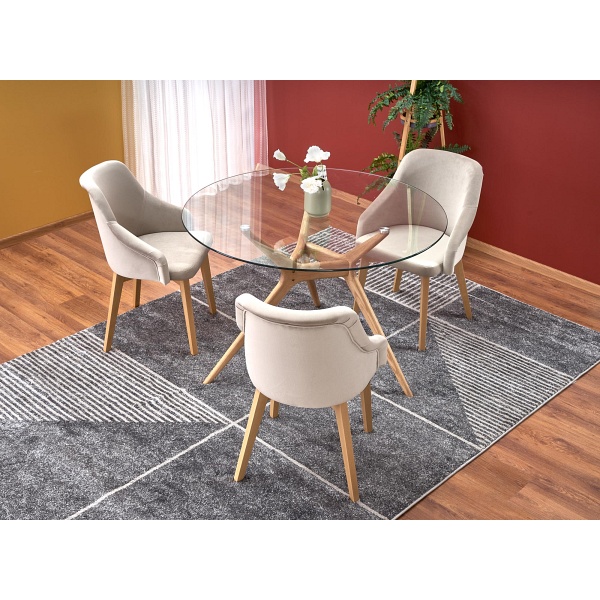 Stół ASHMORE blat - transparentny, noga - naturalny - Halmar