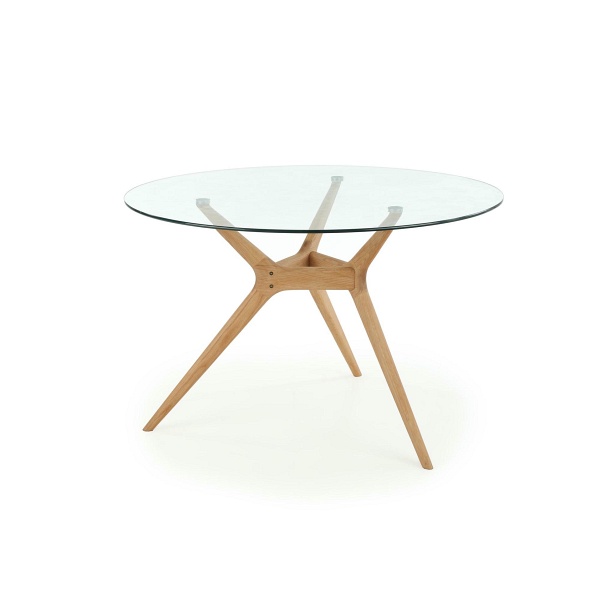 Stół ASHMORE blat - transparentny, noga - naturalny - Halmar