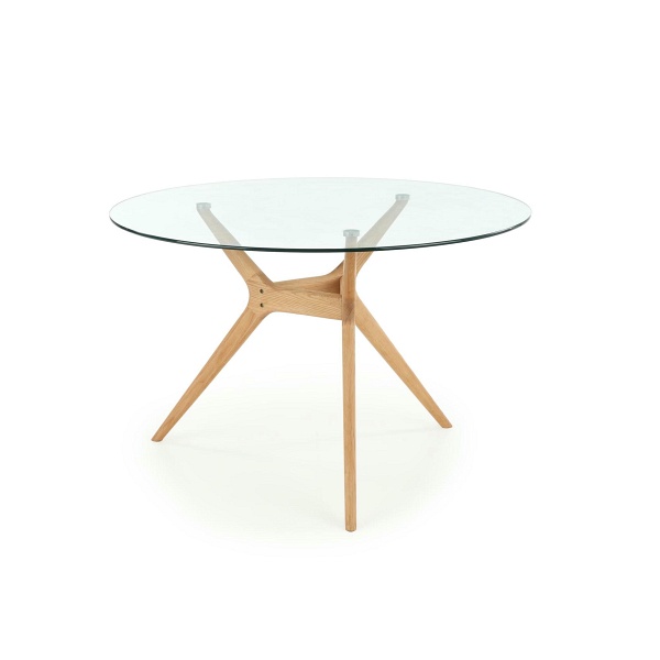 Stół ASHMORE blat - transparentny, noga - naturalny - Halmar