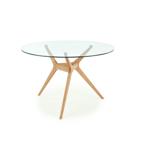 Stół ASHMORE blat - transparentny, noga - naturalny - Halmar