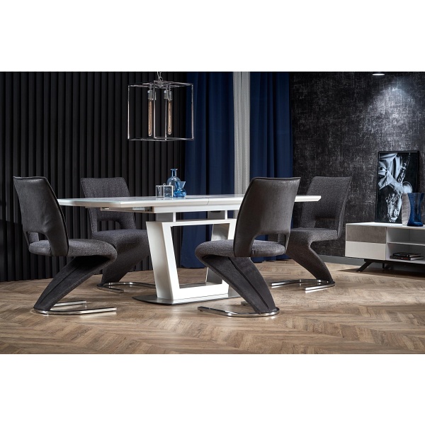 Stół BLANCO rozkładany blat - biały marmur / biały, noga - biały - Halmar