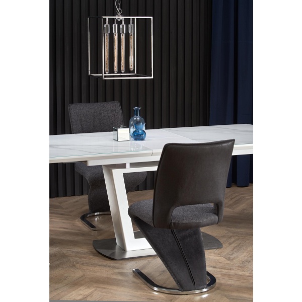 Stół BLANCO rozkładany blat - biały marmur / biały, noga - biały - Halmar