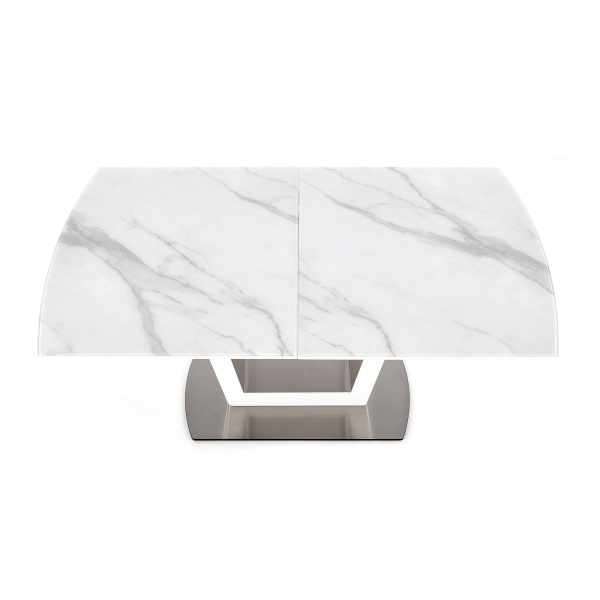 Stół BLANCO rozkładany blat - biały marmur / biały, noga - biały - Halmar