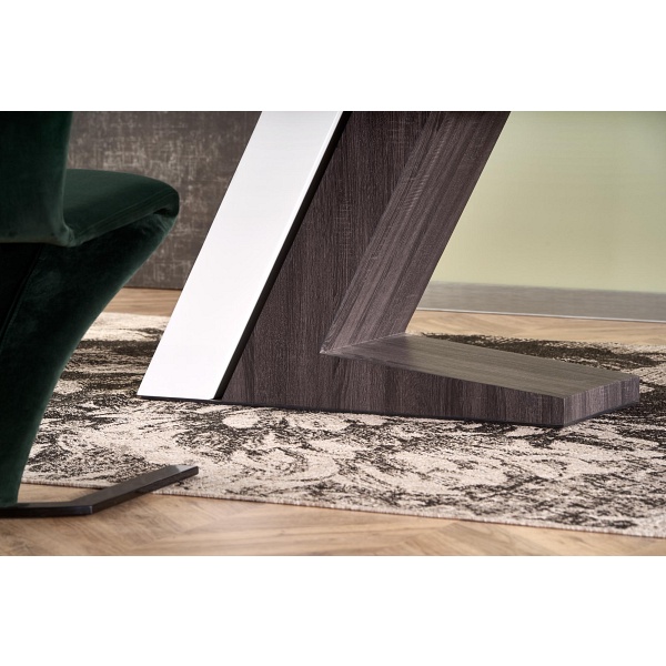 Stół MORTIS rozkładany blat - biały, noga - biały / ciemny popiel - Halmar