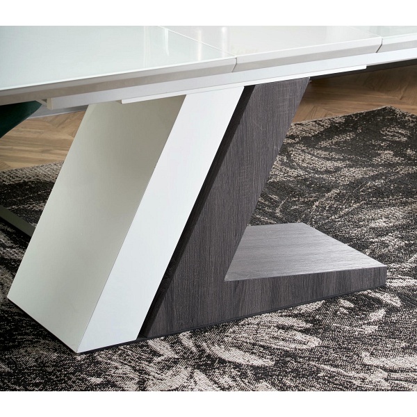 Stół MORTIS rozkładany blat - biały, noga - biały / ciemny popiel - Halmar