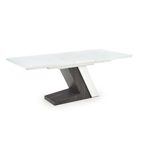 Stół MORTIS rozkładany blat - biały, noga - biały / ciemny popiel - Halmar