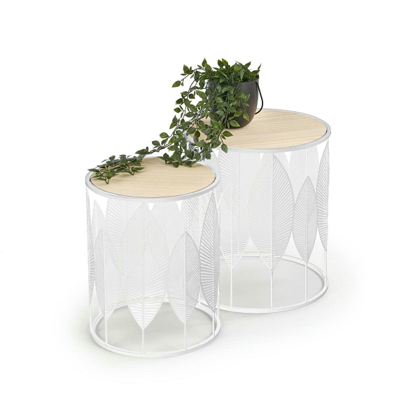 FOLLA zestaw 2 ław biały / naturalny - Halmar