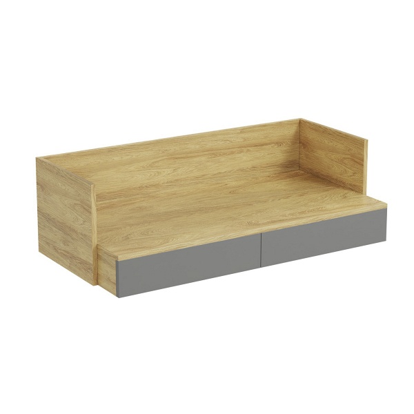 Biurko MOBIUS 2S korpus: hikora naturalna, fronty - szary przykurzony - Halmar