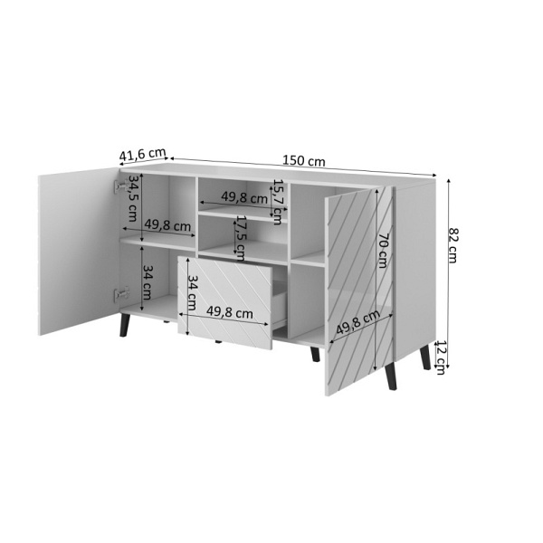 Komoda ABETO grafit mat/ grafit połysk - Halmar