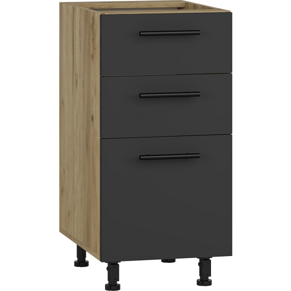 Szafka VENTO D3S-40/82 dolna z szufladami, mechanizm Hettich front: antracyt - Halmar