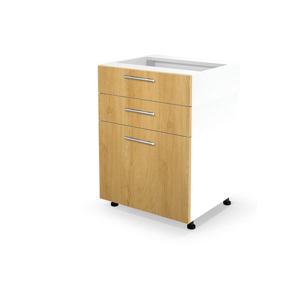 Szafka VENTO D3S-60/82 dolna z szufladami, mechanizm Hettich front: dąb miodowy - Halmar