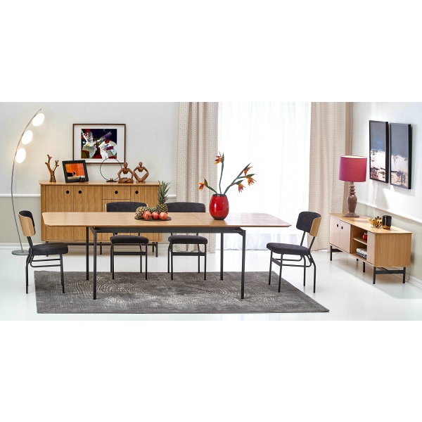 Stół SMART dąb naturalny/czarny - Halmar