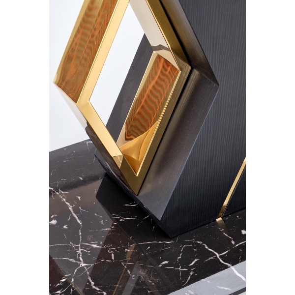 Stół VINCENZO rozkładany blat: biały marmur, noga czarny/złoty - Halmar