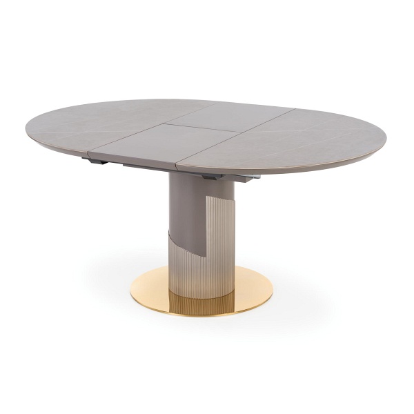 Stół MUSCAT rozkładany blat - popielaty marmur, noga - jasny popiel / złoty - Halmar