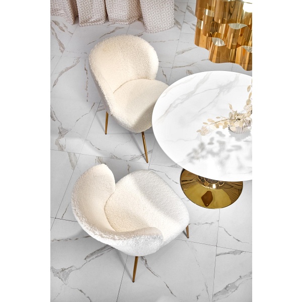 Stół CASEMIRO blat - biały marmur, noga - złoty - Halmar