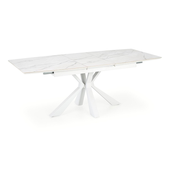 Stół VIVALDI rozkładany blat - biały marmur, nogi - biały - Halmar