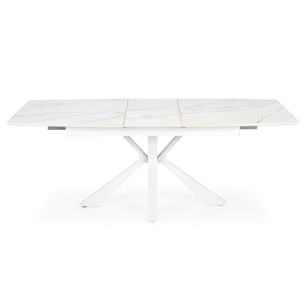 Stół VIVALDI rozkładany blat - biały marmur, nogi - biały - Halmar