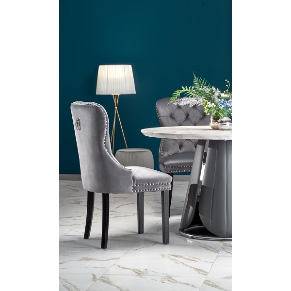 Stół REMIGIO rozkładany blat: biały marmur, noga: popielaty - Halmar