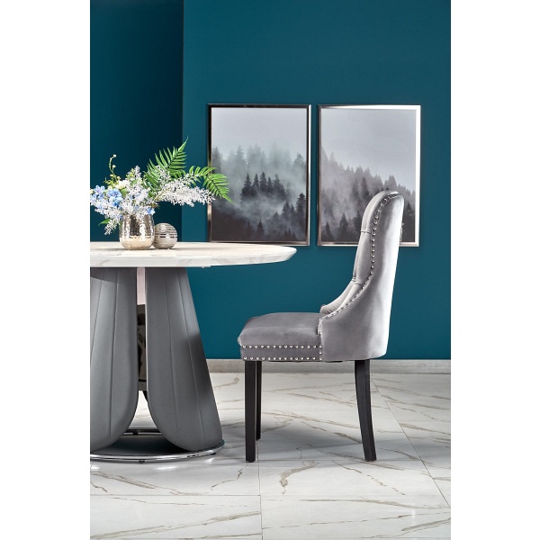 Stół REMIGIO rozkładany blat: biały marmur, noga: popielaty - Halmar