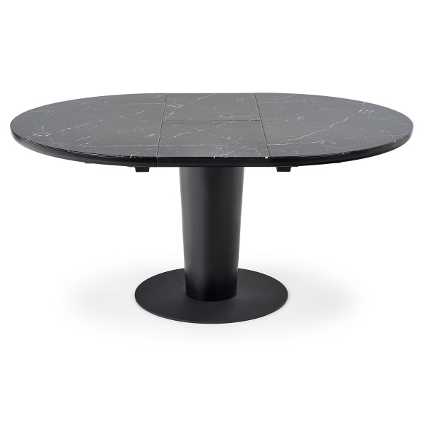 Stół CRISTIANO rozkładany blat - czarny marmur, noga - czarny - Halmar