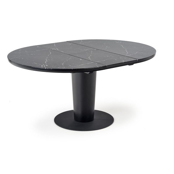 Stół CRISTIANO rozkładany blat - czarny marmur, noga - czarny - Halmar