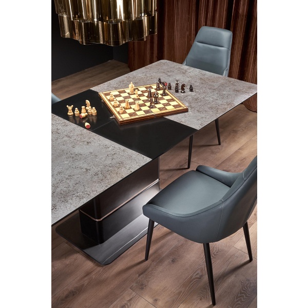 Stół MARTIN rozkładany blat - ciemny popiel, noga - czarny - Halmar