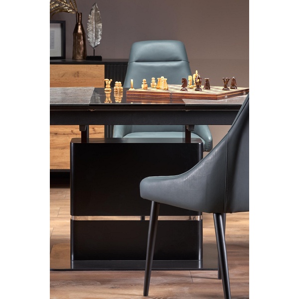 Stół MARTIN rozkładany blat - ciemny popiel, noga - czarny - Halmar