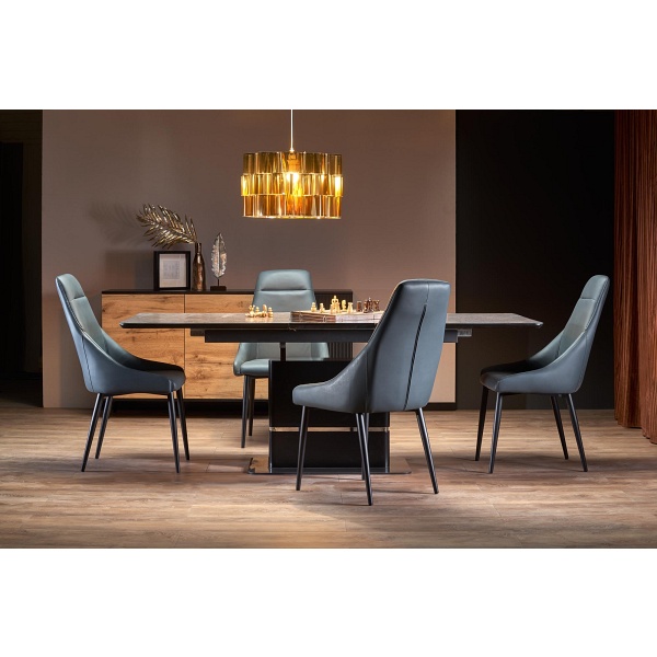 Stół MARTIN rozkładany blat - ciemny popiel, noga - czarny - Halmar