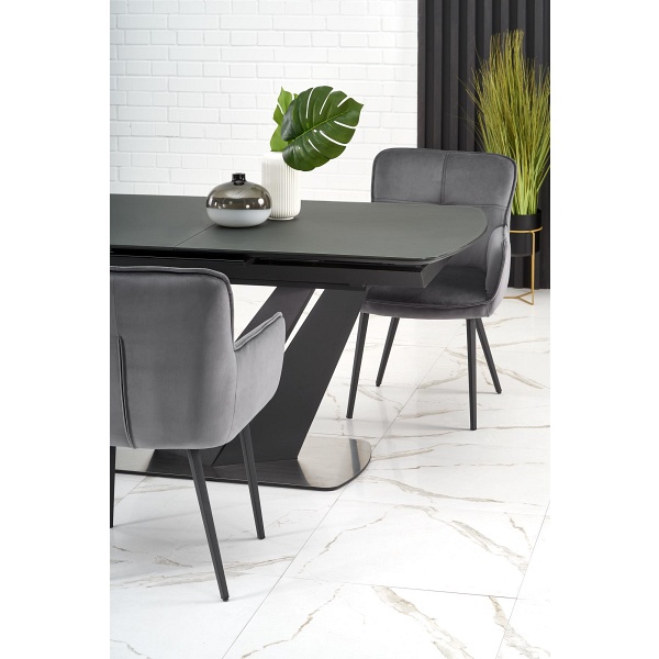 Stół PATRIZIO rozkładany blat - ciemny popiel, noga - czarny - Halmar