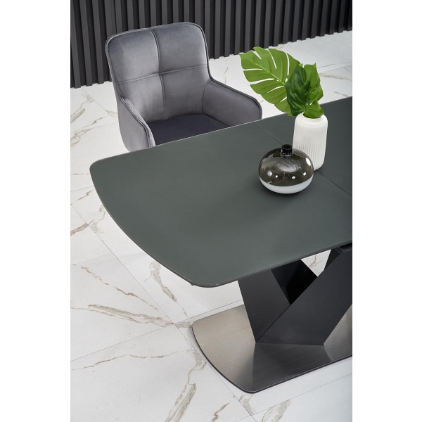 Stół PATRIZIO rozkładany blat - ciemny popiel, noga - czarny - Halmar