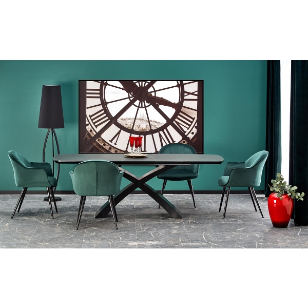 Stół SILVESTRO rozkładany blat - ciemny popiel, noga - czarny - Halmar