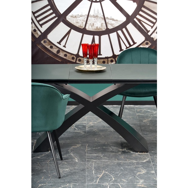 Stół SILVESTRO rozkładany blat - ciemny popiel, noga - czarny - Halmar