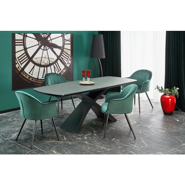 Stół SILVESTRO rozkładany blat - ciemny popiel, noga - czarny - Halmar