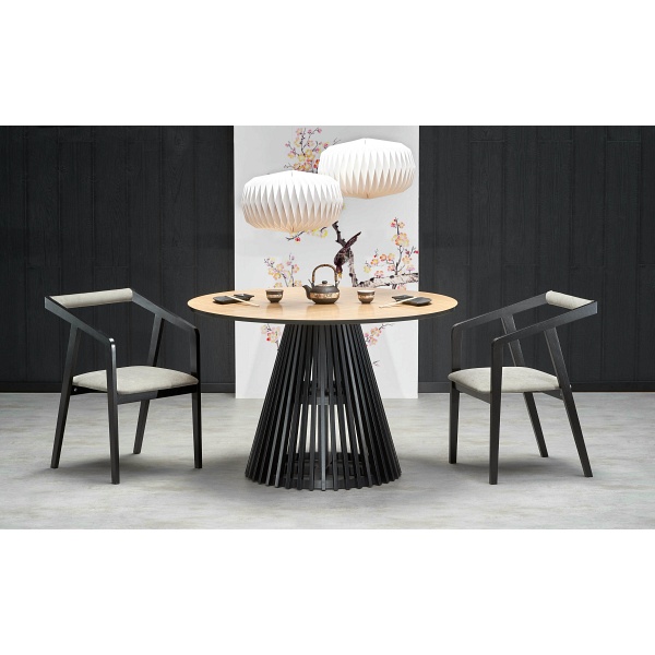 Stół MIYAKI blat - dąb naturalny, noga - czarny - Halmar