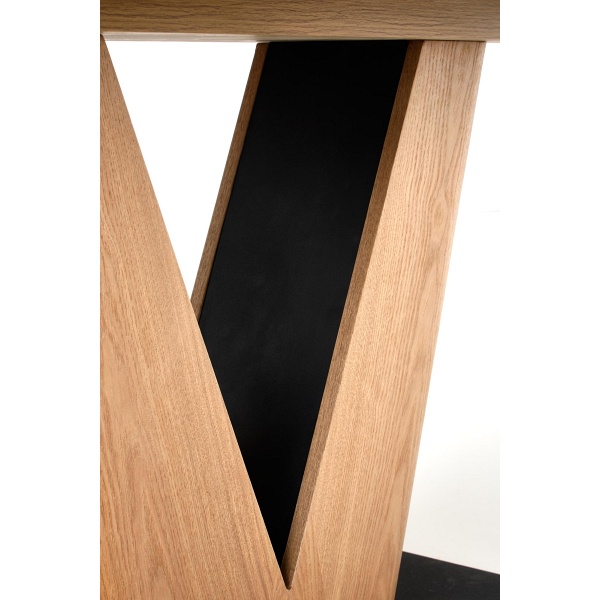 Stół UMBERTO rozkładany blat - dąb naturalny, noga - dąb naturalny / czarny - Halmar