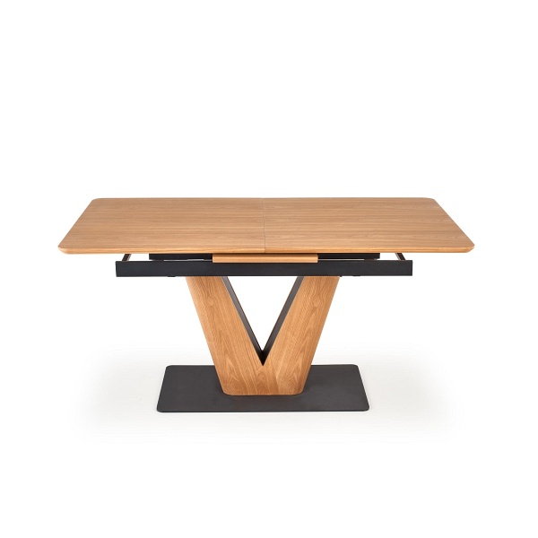 Stół UMBERTO rozkładany blat - dąb naturalny, noga - dąb naturalny / czarny - Halmar