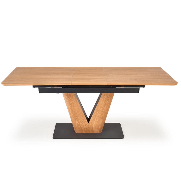 Stół UMBERTO rozkładany blat - dąb naturalny, noga - dąb naturalny / czarny - Halmar