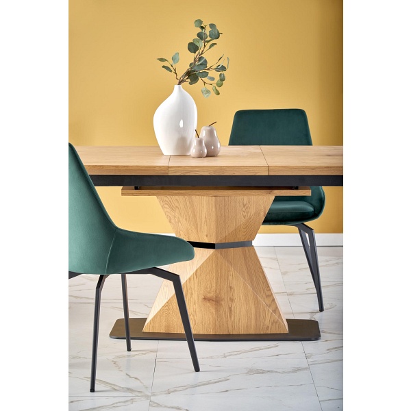 Stół DIAMOND rozkładany blat - dąb złoty, noga - dąb złoty - Halmar