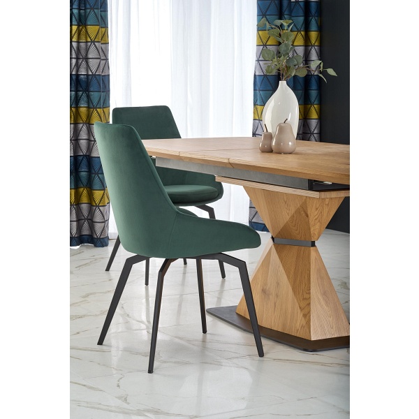 Stół DIAMOND rozkładany blat - dąb złoty, noga - dąb złoty - Halmar