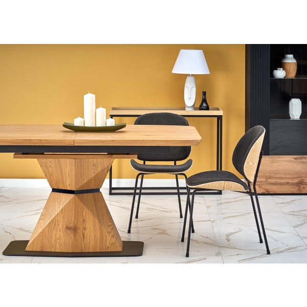 Stół DIAMOND rozkładany blat - dąb złoty, noga - dąb złoty - Halmar