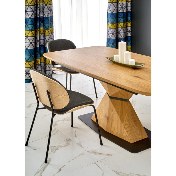 Stół DIAMOND rozkładany blat - dąb złoty, noga - dąb złoty - Halmar