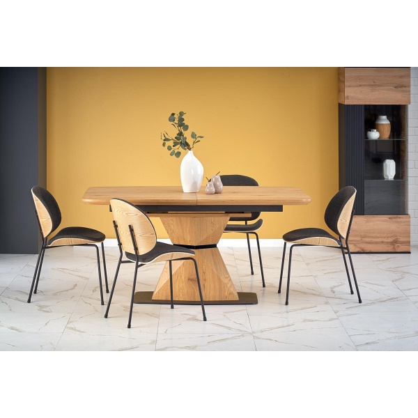 Stół DIAMOND rozkładany blat - dąb złoty, noga - dąb złoty - Halmar