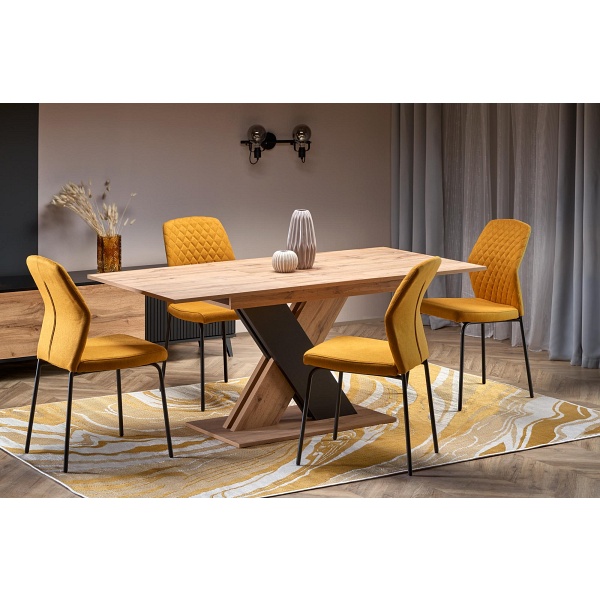 Stół XARELTO rozkładany dąb wotan - czarny - Halmar