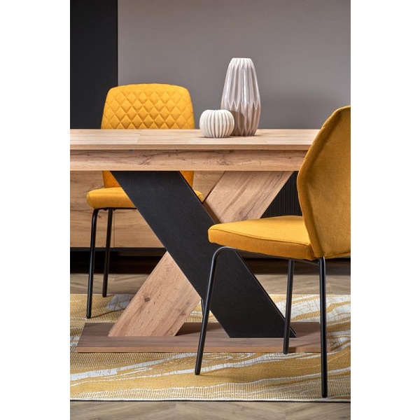 Stół XARELTO rozkładany dąb wotan - czarny - Halmar