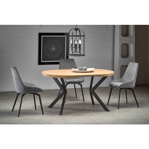 Stół PERONI rozkładany dąb złoty - czarny - Halmar