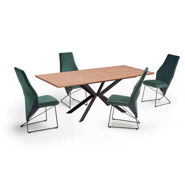 Stół LEGARTO rozkładany blat - dąb naturalny, noga - czarny - Halmar